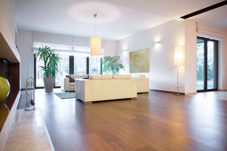 Elegante luminoso soggiorno con parquet in legno foto royalty free ... Saloni con parquet