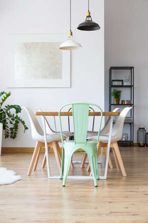 Lamps Above Table With White And Mint Chairs On Wooden Floor Stock Inspiration Flooring For Dining Room Creative Lamps Above Table With White And Mint Chairs On Wooden Floor Stock Inspiration Flooring For Dining Room Creative