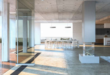 Glass Entrance To A Modern Concrete House With White Dining Table Stock Photo Picture And Royalty Free Image 89221275 Glass Entrance To A Modern Concrete House With White Dining Table Stock Photo Picture And Royalty Free Image 89221275