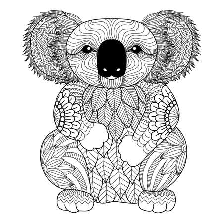 Drawing Zentangle Koala For Coloring Page Shirt Design Effect Logo Tattoo And Decoration