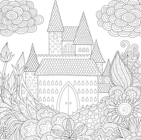 Line Art Design Of Jungle And Castle Coloring Book For Adults... Royalty Free Cliparts, Vectors, And Stock Illustration. Image 107946160. - Line Art Design Of Jungle And Castle Coloring Book For Adults... Royalty Free Cliparts, Vectors, And Stock Illustration. Image 107946160.