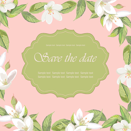 Floral frame on pink background - 43295648