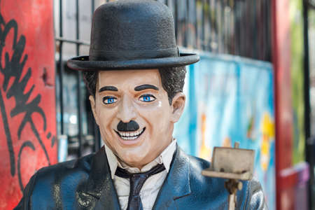 Statue of Charlie Chaplin, Head and Shoulders Close-up Editorial