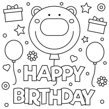 お誕生日おめでとう 着色ページ 白黒ベクトルイラスト のイラスト素材 ベクタ Image お誕生日おめでとう 着色ページ 白黒ベクトルイラスト のイラスト素材 ベクタ Image