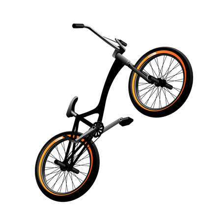 black bicycle with orange rims on white clip art preview