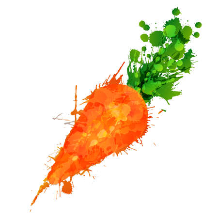 a carrot: Carrot làm bằng splashes đầy màu sắc trên nền trắng