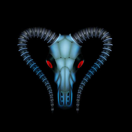 Ram とヤギの頭蓋骨ベクトル イラスト オカルトのシンボル 羊と山羊の悪魔のような魔法の記号 のイラスト素材 ベクタ Image