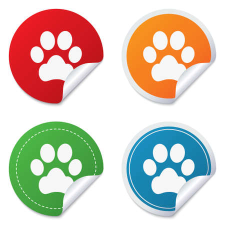 犬印アイコン ペットのシンボル 丸型のステッカー 影丸ラベル 湾曲したコーナー の写真素材 画像素材 Image