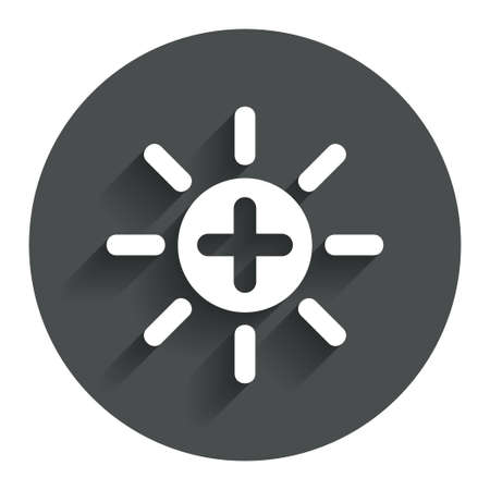 sun plus sign icon heat symbol brightness button circles and