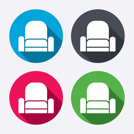 Modern Furniture Icon armchair sign icon. modern furniture symbol. circle buttons with Modern Furniture Icon armchair sign icon. modern furniture symbol. circle buttons with