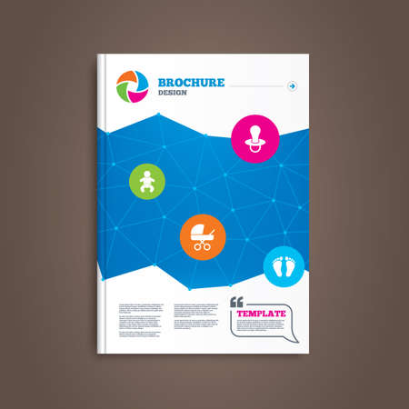 brochure or flyer design baby infants icons toddler boy with footprint flyer