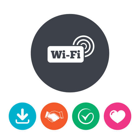 無料の Wifi の標識です Wifi のシンボル ワイヤレス ネットワーク アイコン Wifi ゾーン ダウンロードの矢印 ハンドシェイク ティックと心 フラット サークル ボタン のイラスト素材 ベクタ Image 無料の Wifi の標識です Wifi のシンボル ワイヤレス ネットワーク アイコン Wifi ゾーン ダウンロードの矢印 ハンドシェイク ティックと心 フラット サークル ボタン のイラスト素材 ベクタ Image