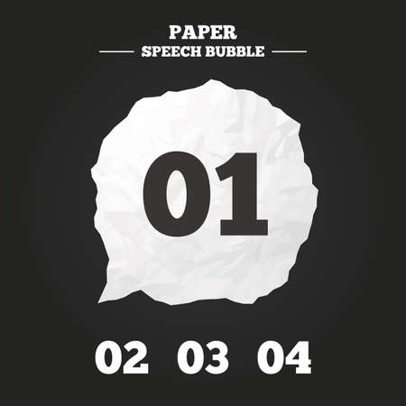 1 つ 2 つ 3 つ 4 つのアイコンをステップ実行します オプション記号のシーケンス 読み込みプロセスの兆候 アイコンの吹き出しを紙します の イラスト素材 ベクタ Image