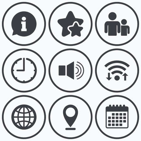 時計 Wifi 星のアイコン 案内所のマークです 人とスピーカーのボリューム記号のグループ インターネット世界の記号 通信アイコン カレンダーの記号です のイラスト素材 ベクタ Image 時計 Wifi 星のアイコン 案内所のマークです 人とスピーカーのボリューム記号のグループ インターネット世界の記号 通信アイコン カレンダーの記号です のイラスト素材 ベクタ Image