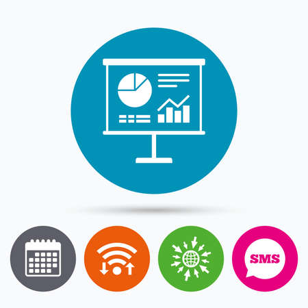 wifi sms and calendar icons presentation billboard sign icon