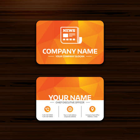 business or visiting card template news icon newspaper newspaper card template
