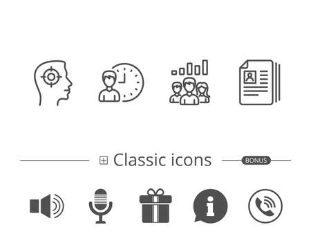 business networking and teamwork line icons get a job cv and team work results signs information speech bubble sign and more signs editable stroke