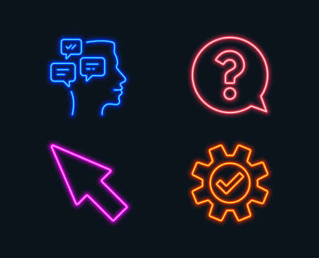 neon lights set of mouse cursor question mark and messages cursor designs
