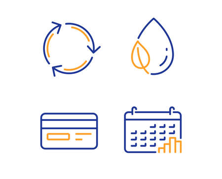 credit card leaf dew and recycling icons simple set calendar credit card calendar