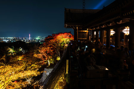 秋の夜は大きなベランダ 清水の舞台 清水寺 京都のライトアップ の写真素材 画像素材 Image 7431