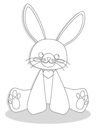 ハートネックレス付き可愛いウサギのベクトルイラスト 塗り絵のための動物キャラクターの漫画の輪郭イラスト イースターウサギ のイラスト素材 ベクタ Image