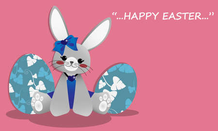 赤い目 ピンクの頬 青いハートのネックレスと青い背景にイースターエッグと Happy Easter テキストとかわいい白いウサギ のベクトルイラスト 動物漫画キャラクターのベクトルイラスト イースターウサギベクトルイラストの背景 のイラスト素材 ベクタ Image 赤い目 ピンクの頬 青いハートのネックレスと青い背景にイースターエッグと Happy Easter テキストとかわいい白いウサギ のベクトルイラスト 動物漫画キャラクターのベクトルイラスト イースターウサギベクトルイラストの背景 のイラスト素材 ベクタ Image