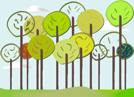 Colourful forest vector set springtime