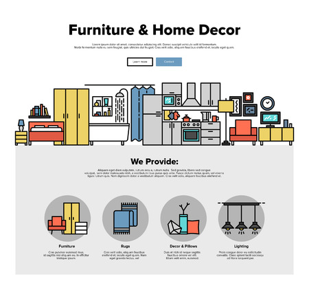 Living Room Furniture Templates one page web design template with thin line icons of home interior Living Room Furniture Templates one page web design template with thin line icons of home interior
