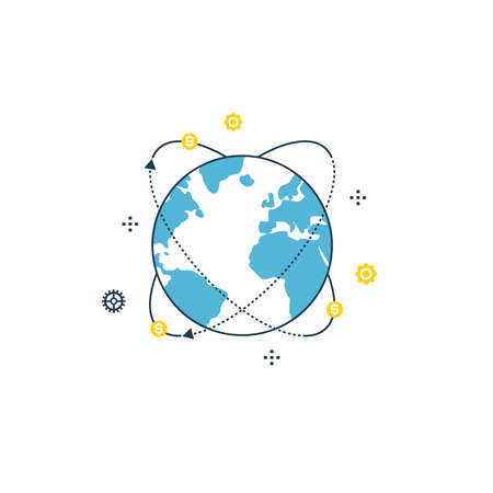 グローバル ビジネス グローバル市場 金融ネットワーク開発フラット線ベクトル イラスト デザイン ウェブのバナーやアプリのビジネスと金融のデザインの イラスト素材 ベクタ Image グローバル ビジネス グローバル市場 金融ネットワーク開発フラット線ベクトル イラスト デザイン ウェブのバナーやアプリのビジネスと金融のデザインの イラスト素材 ベクタ Image