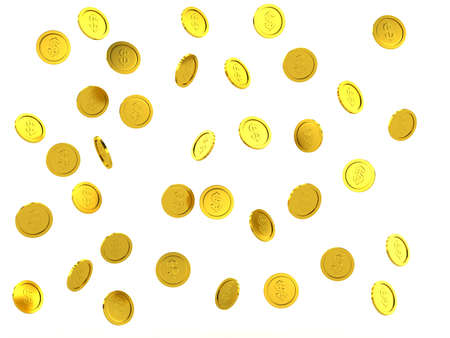Gold coin: 3d rendered failing golden coins