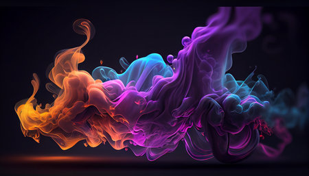 Colorful abstract smoke on black background. generative ai Stock Photo