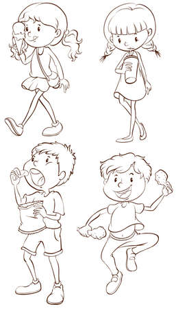 illustration of the simple sketches of kids taking their snacks on a white background stock vector - Sketches Of Kids illustration of the simple sketches of kids taking their snacks on a white background stock vector - Sketches Of Kids