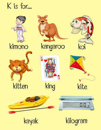 flashcard letter k is for kite illustration royalty free cliparts