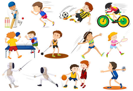 People doing different kinds of sports illustration Reklamní fotografie