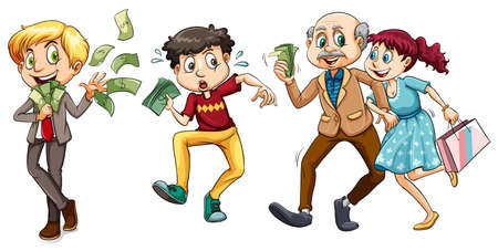 お金のイラストのたくさんの人 のイラスト素材 ベクタ Image