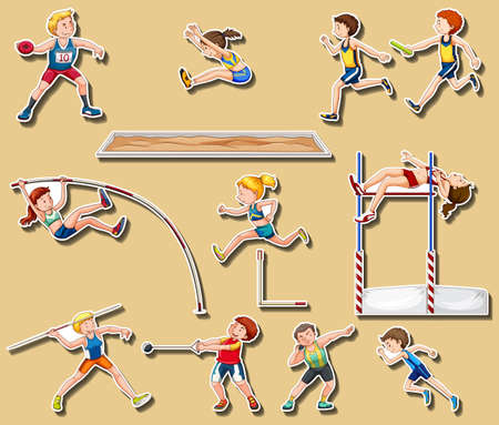 Sticker design for track and field sports illustration