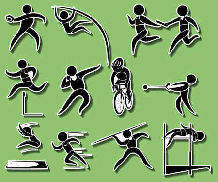 Sport icons for different types of track and field events illustration.