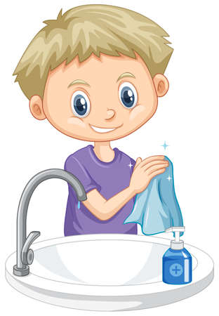 Boy Washing Face Stock Vector Illustration and Royalty Free ...