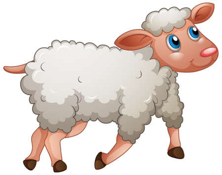 A cute sheep on white background illustration Vector Illustration