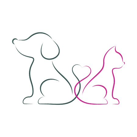 犬と猫のシンプルなベクター イラスト ブラシ ストローク のイラスト素材 ベクタ Image
