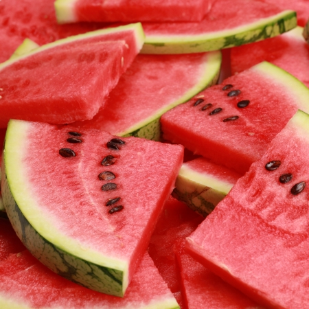 watermelon: Close-up of fresh slices of red watermelon