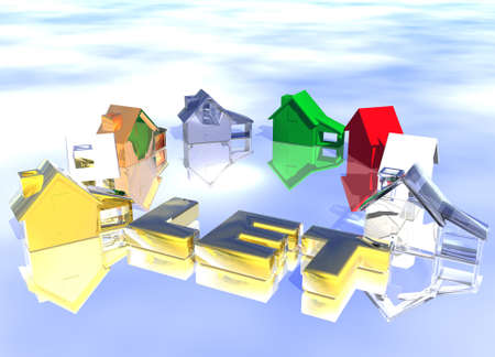 Let Gold Text Ring of Various Types of Houses in Different Styles Abstract Neighbourhood - 3799695