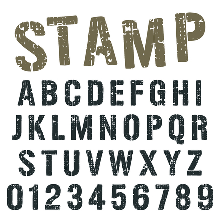 alphabet font template vintage letters and numbers stamp army
