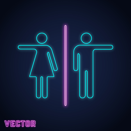 Wcトイレサインネオンライトデザインのイラスト素材 ベクタ Image