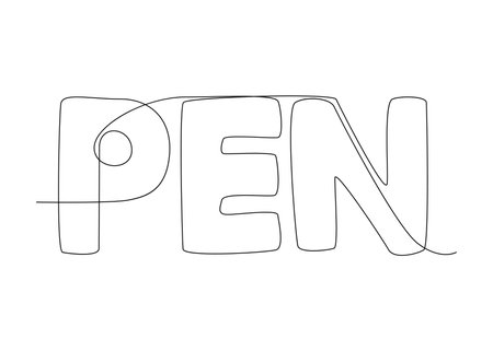 One continuous line of pen word. thin line illustration vector concept. contour drawing creative ideas. Vector Illustration