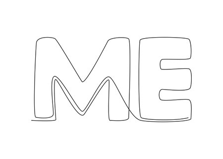 One continuous line of me word. thin line illustration vector concept. contour drawing creative ideas. Vector Illustration