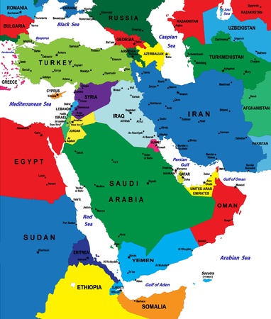 ペルシャ湾の地域の地図のイラスト素材 ベクタ Image