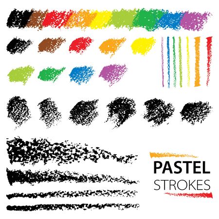 白い背景に分離されたオイル パステルのデザイン要素を設定します