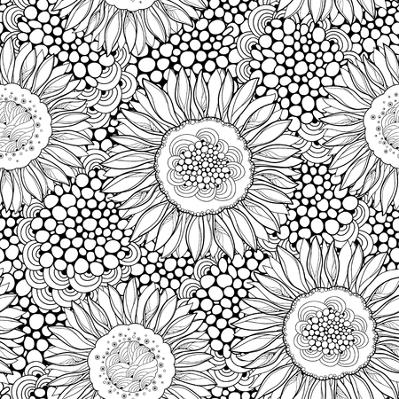 華やかなカンナ カンナ花や白い背景の上の葉のシームレスなパターン 熱帯の夏デザインと塗り絵の概要花と輪郭のスタイルの花柄 のイラスト素材 ベクタ Image
