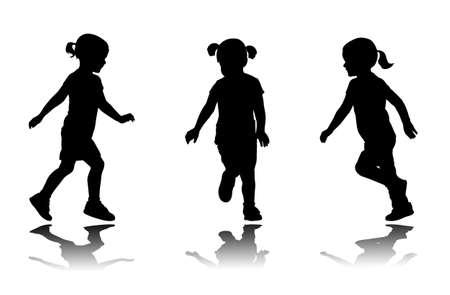 Vector children: chút hình bóng cô gái chạy - vector